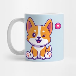 Cute Corgi Dog Sitting Cartoon Mug